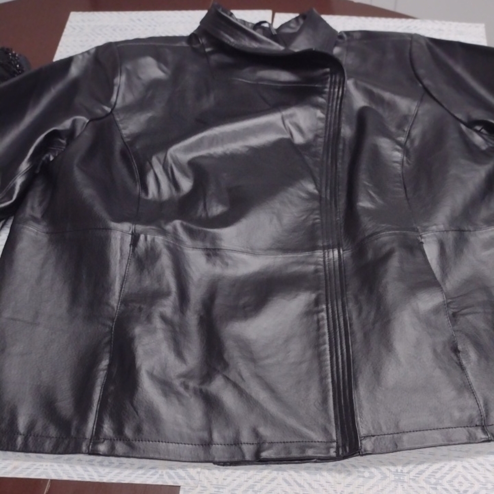 New Without Label Jessica London Black Leather Asymmetric Jacket - Picture 7 of 16